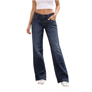 Gap Jeans Women's Size 10 Y2K Wide Leg Denim Blue Low Rise 90s Style Pants Retro